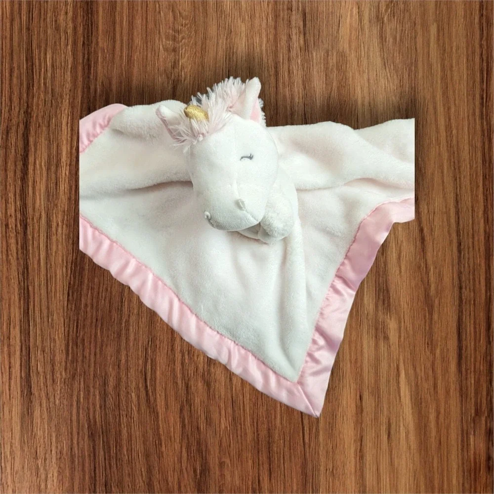 Carters Unicorn Security Blanket Pink White‎ Satin Trim Lovey Plush 2020